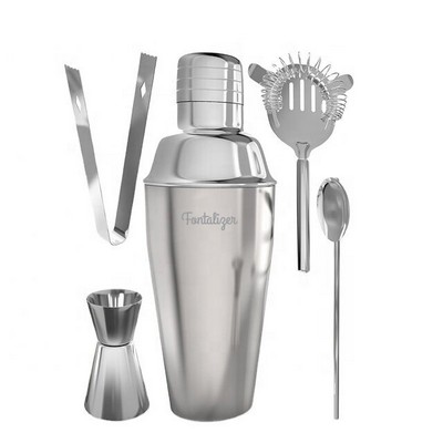 WineVault 5-Piece Stainless Steel Cocktail Shaker Set – 350ml Shaker & Bartending Tools